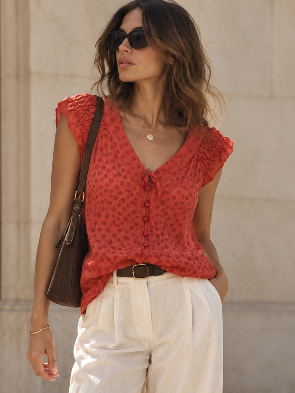 Marc Jacobs Coral Silk Blouse